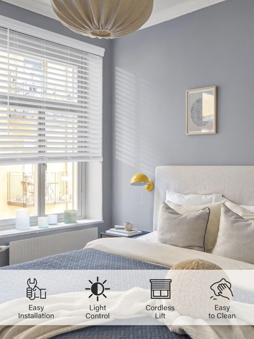 Bright White 2" Faux Wood Cordless Blind - 31x60